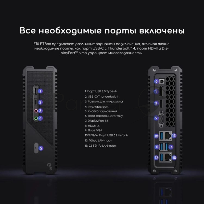Неттоп Acer Gadget E10 ETBox i7 13620H (2.4) 16Gb SSD512Gb UHDG Windows 11 Pro 2.5xGbitEth+1xGbitEth WiFi BT 120W черный