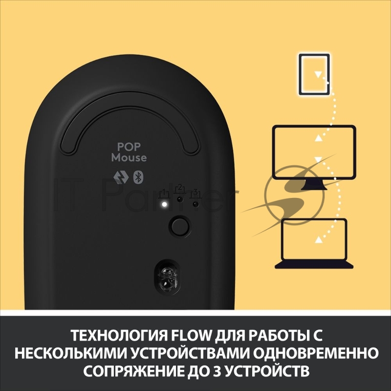 Мышь беспроводная Logitech POP Mouse желтый, 4000 dpi, Bluetooth, кнопки - 4