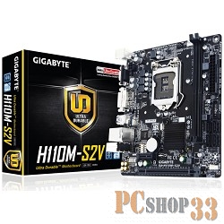 Мат. плата Socket1151 GIGABYTE GA-H110M-S2V (iH110, 2xDDR4, SATA III, PCI-E, D-Sub, DVI, 1Гбит LAN, USB3.0, mATX)