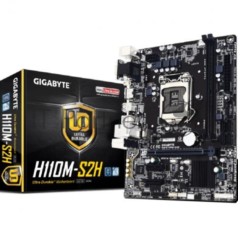 Мат. плата Socket1151 GIGABYTE GA-H110M-S2H (iH110, 2xDDR4, SATA III, PCI-E, D-Sub, DVI, HDMI, 1Гбит LAN, USB3.0, mATX)
