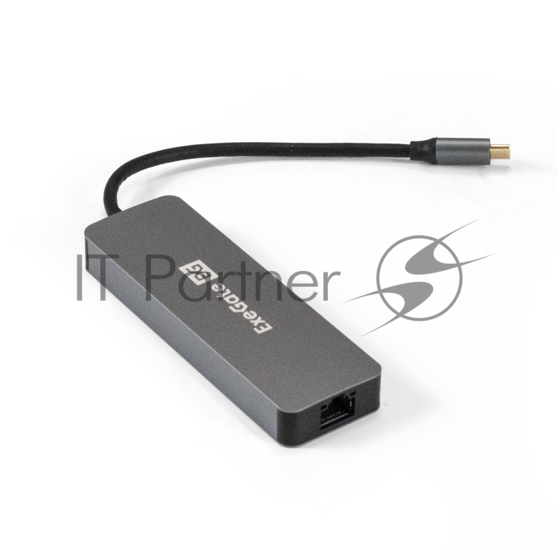 USB-концентратор ExeGate DUB-21C/PD/HL (кабель-адаптер USB Type-C --> 2xUSB3.0 + PD 100W + HDMI 4K@60Hz + Lan RJ45 10/100/1000Mb, Plug&Play, серая)