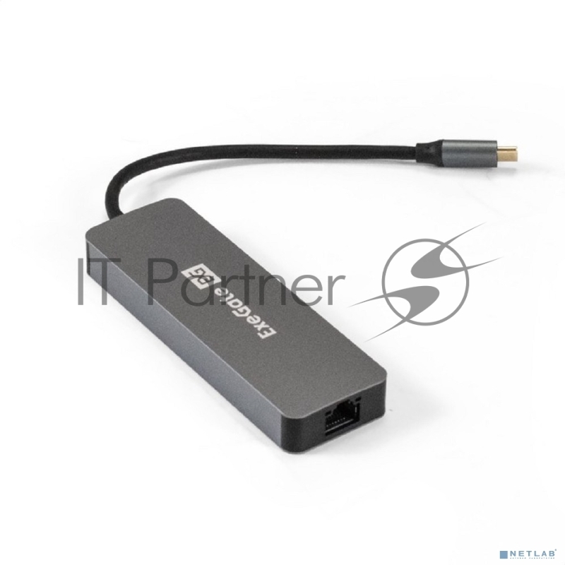 USB-концентратор ExeGate DUB-21C/PD/HL (кабель-адаптер USB Type-C --> 2xUSB3.0 + PD 100W + HDMI 4K@60Hz + Lan RJ45 10/100/1000Mb, Plug&Play, серая)