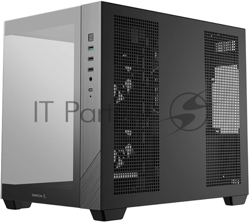 Компьютерный корпус Deepcool CG330 3F без БП, боковое окно (панорама), 3x120mm ARGB PWM вентилятора, черный, mATX