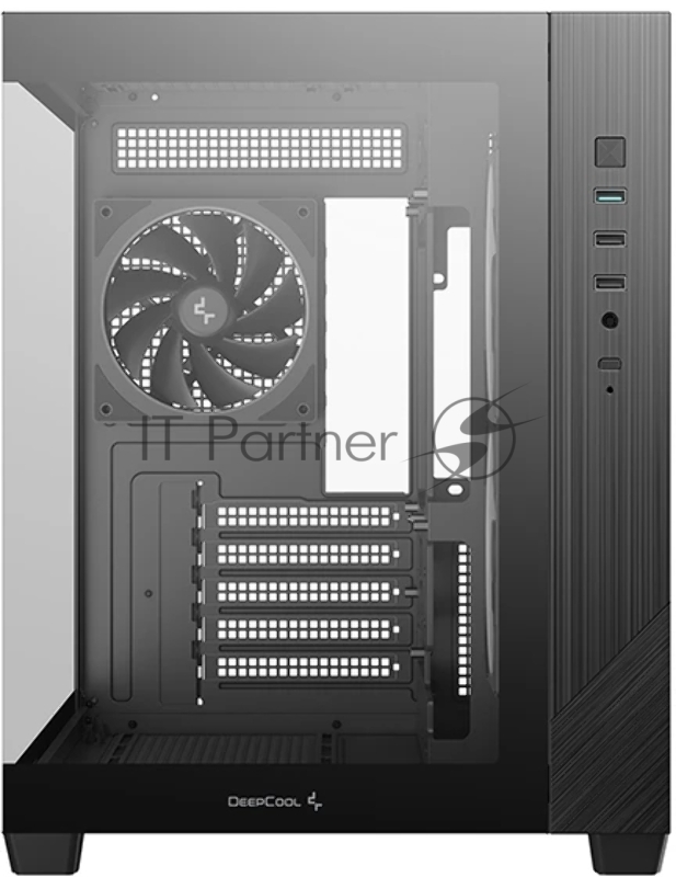 Компьютерный корпус Deepcool CG330 3F без БП, боковое окно (панорама), 3x120mm ARGB PWM вентилятора, черный, mATX