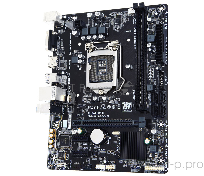 Мат. плата Socket1151 GIGABYTE GA-H110M-H (iH110, 2xDDR4, SATA III, PCI-E, D-Sub, HDMI, 1Гбит LAN, USB3.0, mATX)