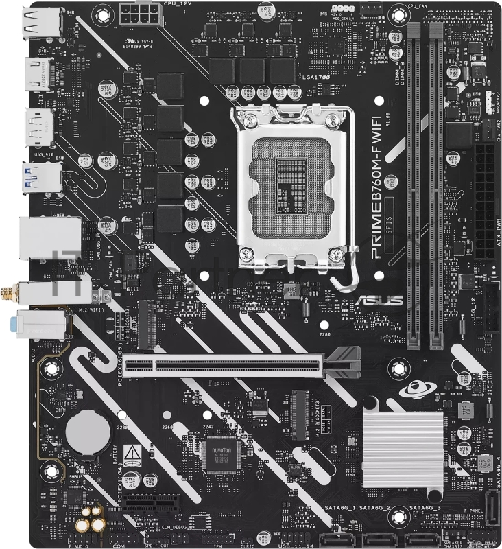 Материнская плата Asus PRIME B760M-F WIFI Soc-1700 Intel B760 2xDDR5 mATX AC`97 8ch(7.1) GbLAN RAID+HDMI+DP