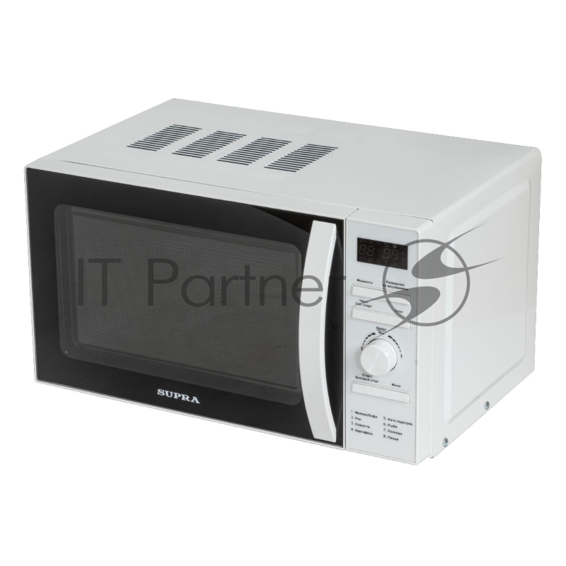 Микроволновая печь SUPRA 20TW55, Мощность 700вт, Объем 20 литров, Электронное управление, Таймер, 5 уровней мощности, 8 режимов автомотических програм, цвет: белый