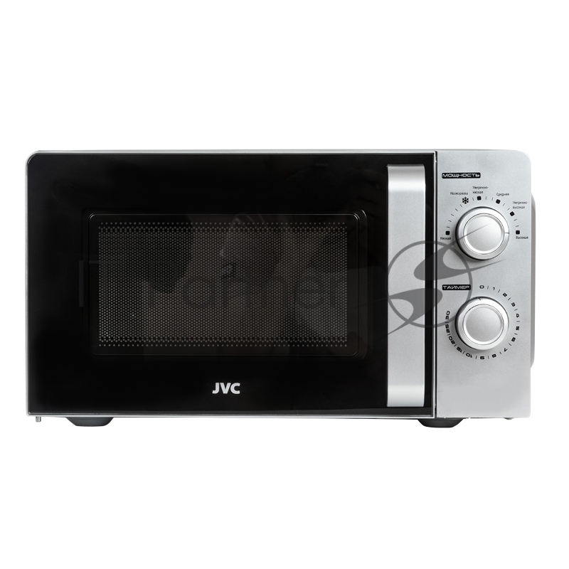 Микроволновая печь JVC JK-MW140M серебристый, 20 л, 700 Вт, переключатели - поворотный механизм