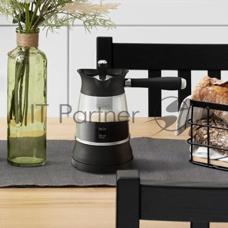 Кофеварка электрическая турка Kitfort КТ-7502 1000Вт черный/серебристый