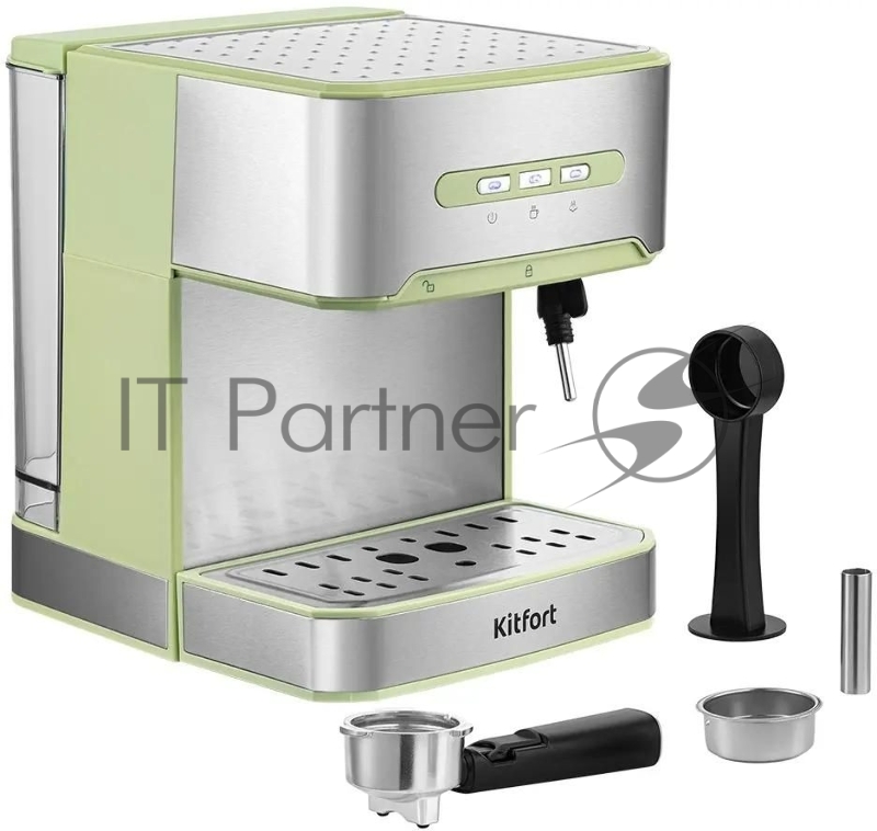 Кофеварка рожковая Kitfort КТ-7442 850Вт зеленый/нержавеющая сталь