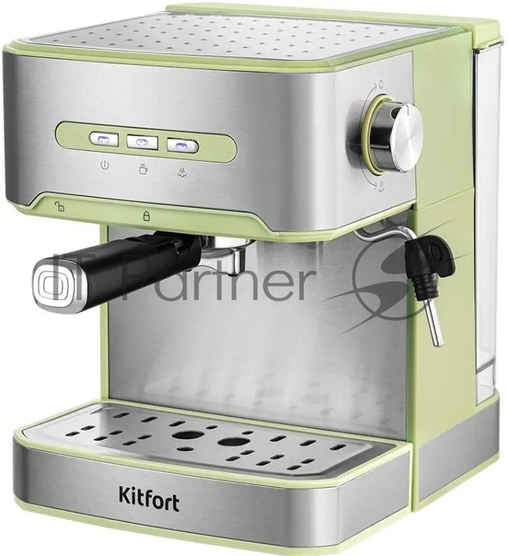 Кофеварка рожковая Kitfort КТ-7442 850Вт зеленый/нержавеющая сталь