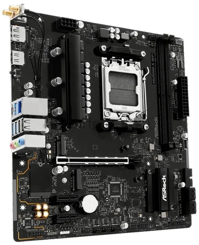 Материнская плата Asrock A620AM-X WiFi Socket AM5 AMD A620A 2xDDR5 mATX AC`97 8ch(7.1) 2.5Gg RAID+HDMI+DP