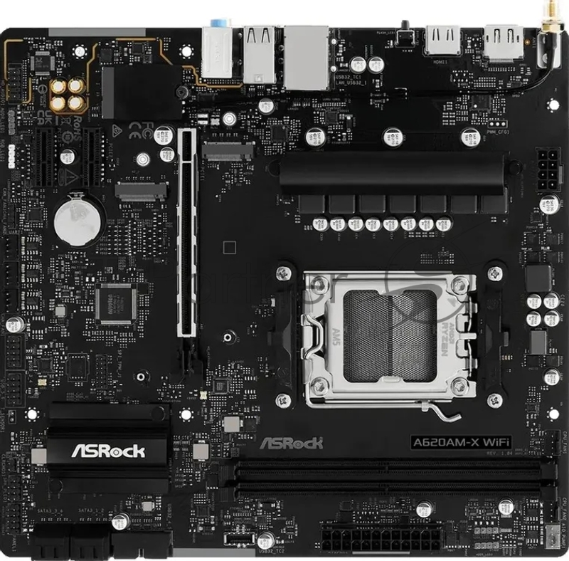 Материнская плата Asrock A620AM-X WiFi Socket AM5 AMD A620A 2xDDR5 mATX AC`97 8ch(7.1) 2.5Gg RAID+HDMI+DP