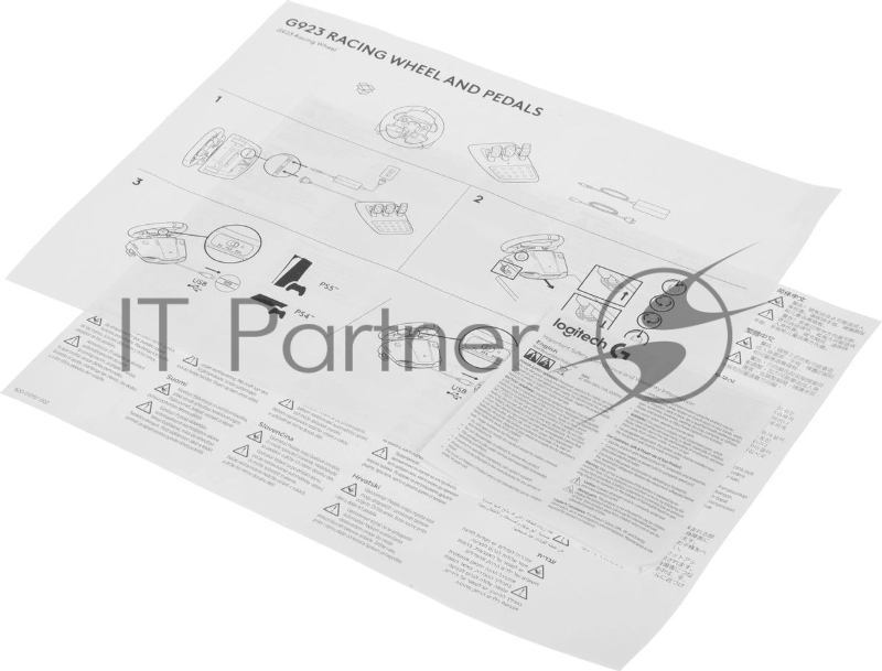 Руль Logitech G923 10кноп. (с педалями) черный