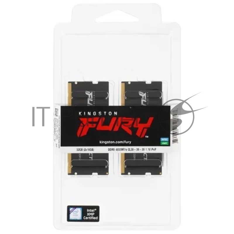 Оперативная память Kingston Fury Impact, DDR5, 32Gb (2x16 Gb), 4800 MHz, CL38, SO-DIMM
