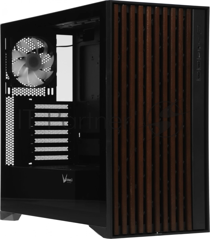Корпус Formula V Line TimberLine T0 Black, ATX, wood+plastic front, TYPE-C*1, USB3.0*2, FRONT 3x120mm FRGB, REAR 1x120mm FRGB