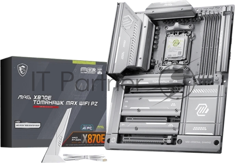 Материнская плата MSI MAG X870E TOMAHAWK MAX WIFI PZ X870E, AM5, 4*DDR5, 3*PCIEx16, 4*M.2, 2*TypeC, 2*USB3.2Gen2, 7*USB3.2Gen1, 8*USB2.0, 4*SATA3.0, 5G, 2*Type-C(DP), HDMI, ATX, RTL