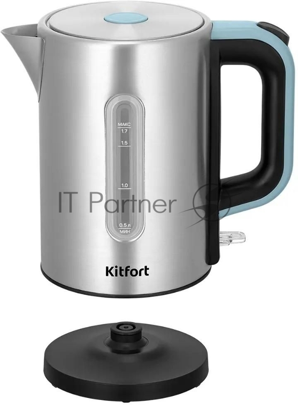 Чайник электрический Kitfort КТ-8703 1.7л. 2200Вт нержавеющая сталь/черный корпус: нерж.сталь/пластик