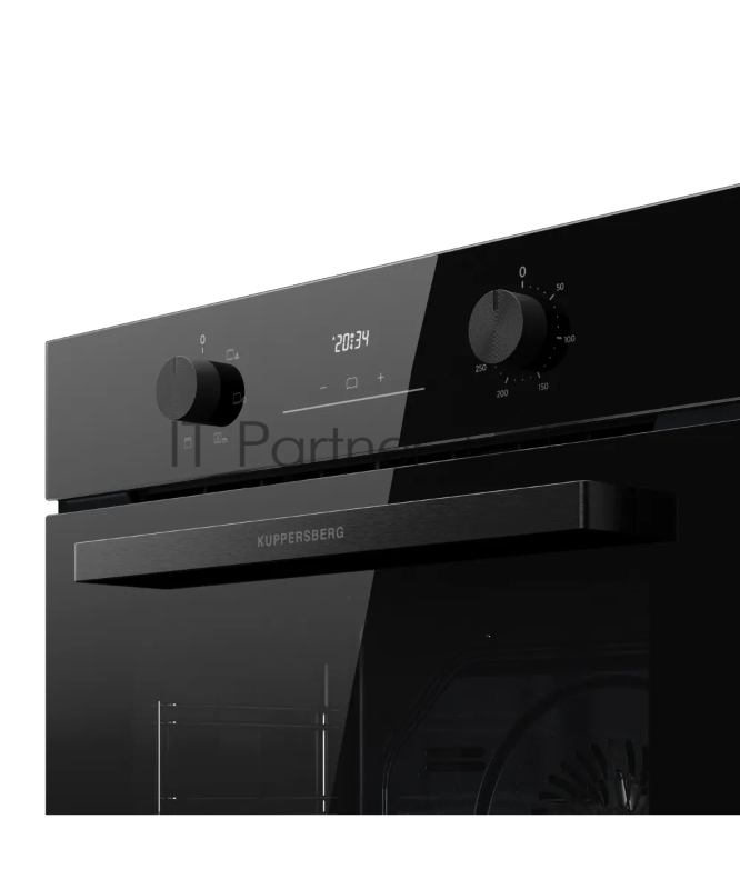 Духовой шкаф Kuppersberg HO 606 Black, High-Tech, 78 л, поворотное управление, дисплей, таймер, 6 режимов, макс. температура 310 градусов, телескопические направляющие (на 1 уровень), цвет черный, цвет фурнитуры черный
