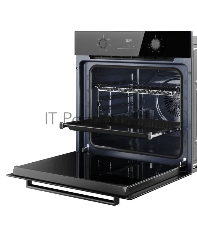 Духовой шкаф Kuppersberg HO 606 P Black, High-Tech, 78 л, поворотное управление, утапливаемые переключатели, дисплей, таймер, 6 режимов, макс. температура 310 градусов, телескопические направляющие (на 1 уровень), цвет черный, цвет фурнитуры черный