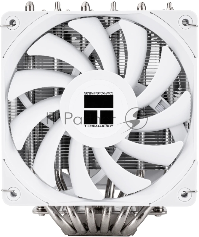 Кулер для процессора Thermalright Royal Knight 120 SE White (4-pin PWM, 155mm, Ni/Cu, 6x6mm, 2x120mm, 66.17CFM/59CFM, 25.6dBA/26.1dBA, 1500RPM/1800RPM, S: 1200, 1700, 1851, 115X, AM4, AM5, silver, white)