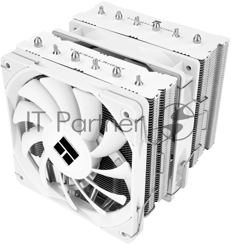 Кулер для процессора Thermalright Royal Knight 120 SE White (4-pin PWM, 155mm, Ni/Cu, 6x6mm, 2x120mm, 66.17CFM/59CFM, 25.6dBA/26.1dBA, 1500RPM/1800RPM, S: 1200, 1700, 1851, 115X, AM4, AM5, silver, white)
