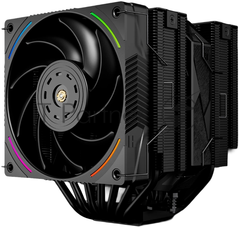 Кулер для процессора Thermalright Royal Pretor 130 Ultra Black (4-pin PWM, 158mm, Ni/Cu, 7x6mm, 1x120mm ARGB +1x130mm, 69CFM/81.88CFM, 27dBA/28.3dBA, 2150RPM/1750RPM, S: 1200, 1700, 1851, 115X, 2011, 2066, AM4, AM5, black)