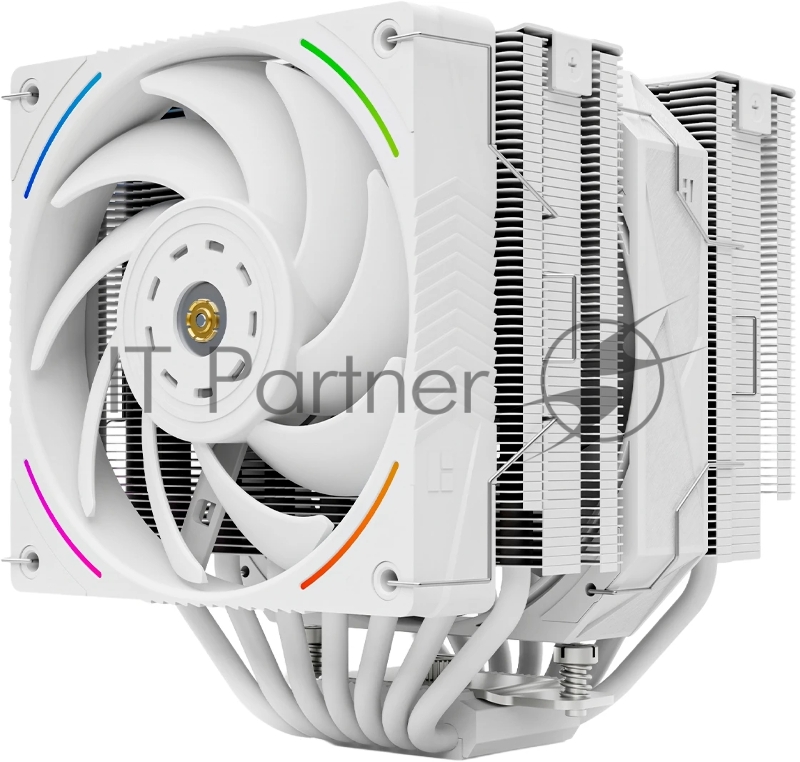 Кулер для процессора Thermalright Royal Pretor 130 Ultra White (4-pin PWM, 158mm, Ni/Cu, 7x6mm, 1x120mm ARGB +1x130mm, 69CFM/81.88CFM, 27dBA/28.3dBA, 2150RPM/1750RPM, S: 1200, 1700, 1851, 115X, 2011, 2066, AM4, AM5, white)