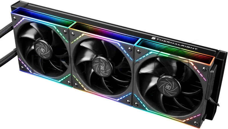 Водяное охлаждение для процессора Thermalright Frozen Warframe SE 360 ARGB V2 (360mm, LED temp., Black, ARGB/ Fans: 3x120mm, 68.9CFM, 28.2dBA, 2000RPM/ Pump height 59mm, Rad thickness 27mm/ S: 1851, 1700, 1200, 115X, AM5, AM4)