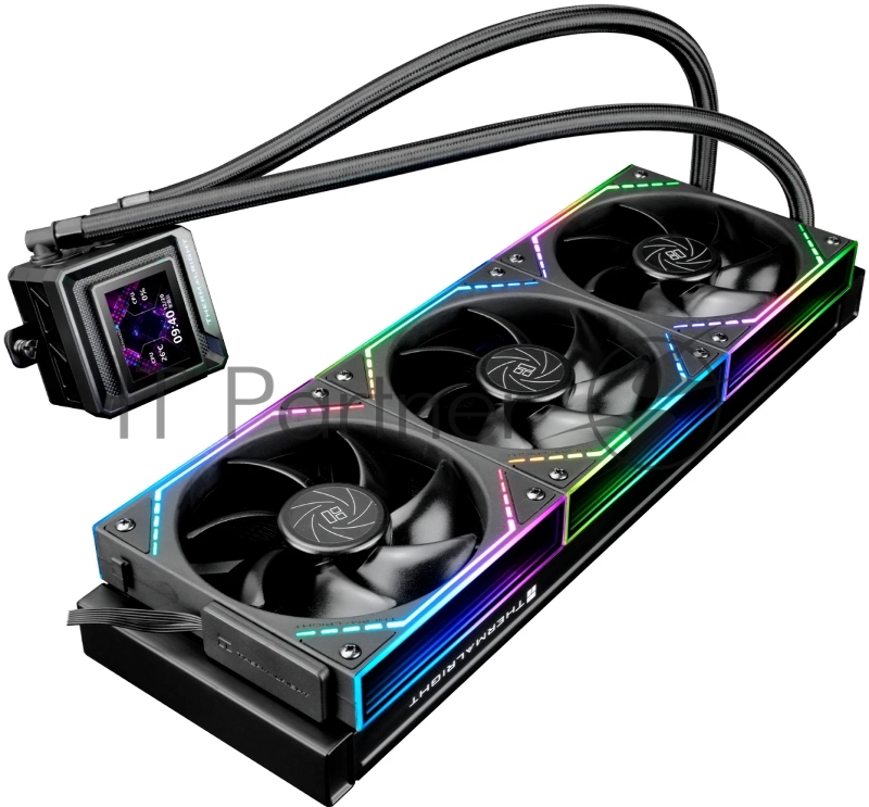 Водяное охлаждение для процессора Thermalright Frozen Warframe SE 360 ARGB V2 (360mm, LED temp., Black, ARGB/ Fans: 3x120mm, 68.9CFM, 28.2dBA, 2000RPM/ Pump height 59mm, Rad thickness 27mm/ S: 1851, 1700, 1200, 115X, AM5, AM4)