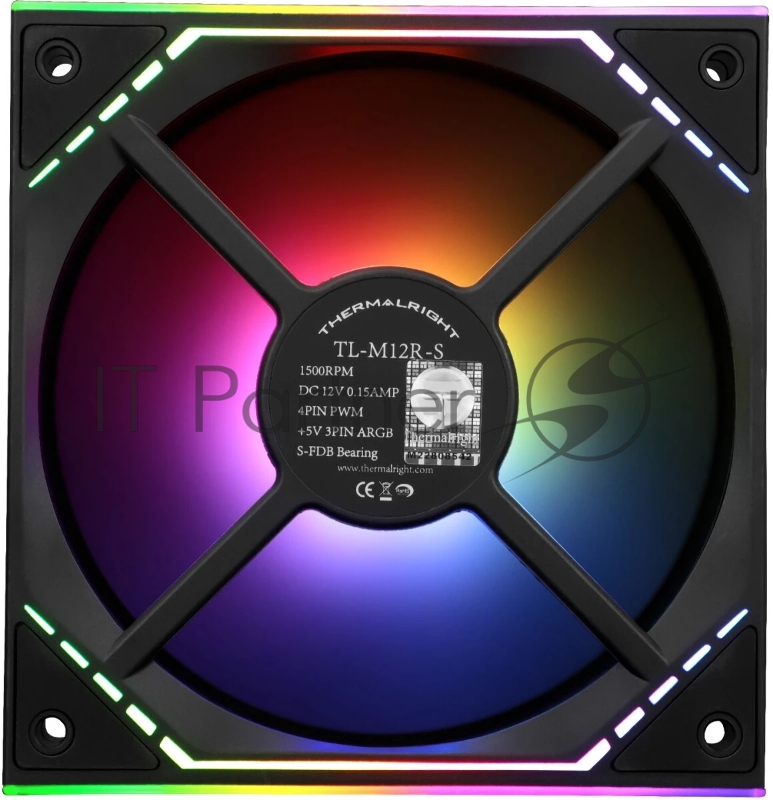 Кулер для корпуса Thermalright TL-M12R-S Reverse (124x120x25mm, 4-pin PWM, ARGB, 34.43CFM, 23.2dBA, 1500RPM, Black)