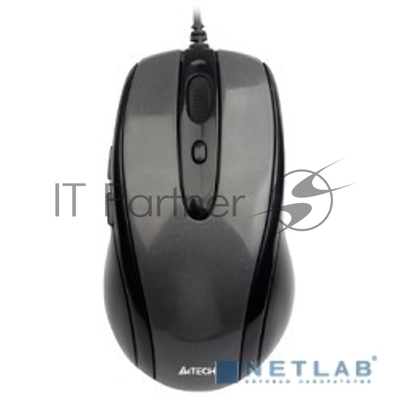Мышь проводная A4Tech N-708X серый глянец/черный, 1600 dpi, USB, кнопки - 6