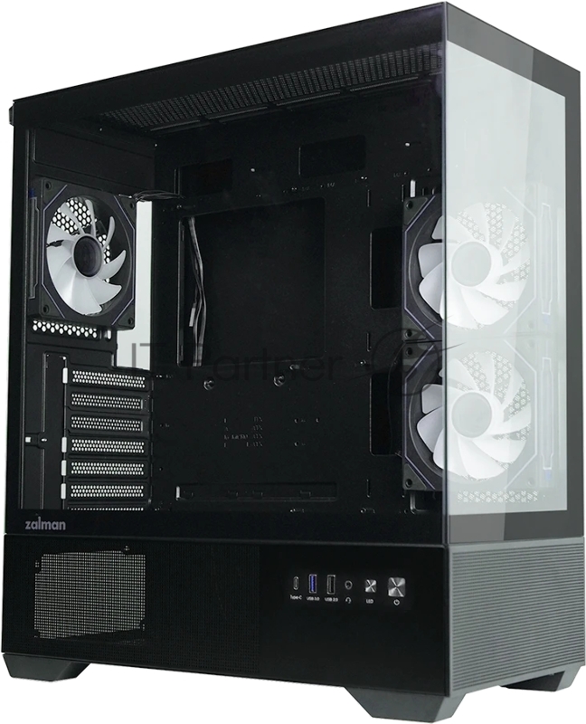 Компьютерный корпус ZALMAN CHRONIX V2, ATX, BLACK, WINDOW, 1xCombo (3.5’’ or 2.5’’), 1x3.5’’HDD, 2x2.5’’SSD, 1xUSB2.0, 1xUSB3.0, 1xUSB Type-C, SIDE 2x120mm ARGB, REAR 1x120mm ARGB