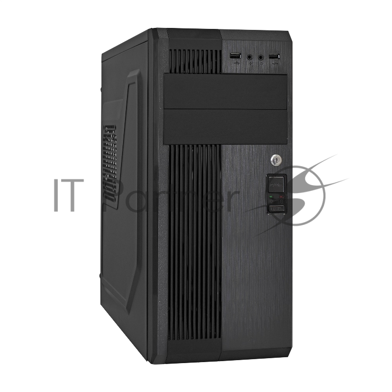 Компьютерный корпус Miditower ExeGate UN-605B-UNS500 (ATX, БП UNS500 с вент. 12см, 2*USB, аудио, блокировка, черный)