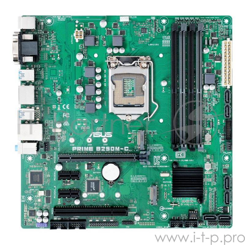 Мат. плата Socket1151 ASUS PRIME B250M-C (iB250, 4xDDR4, M.2, SATA III, PCI-E, D-Sub, DVI, HDMI, DP, 1Гбит LAN, USB3.0, mATX)