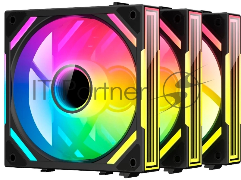 Вентилятор для корпуса Xastra FS120B ARGB FS120-3BA-SXX-GL 120mm, 800-2000rpm, 66CFM, 29.6dBa, BOX (3-pack)