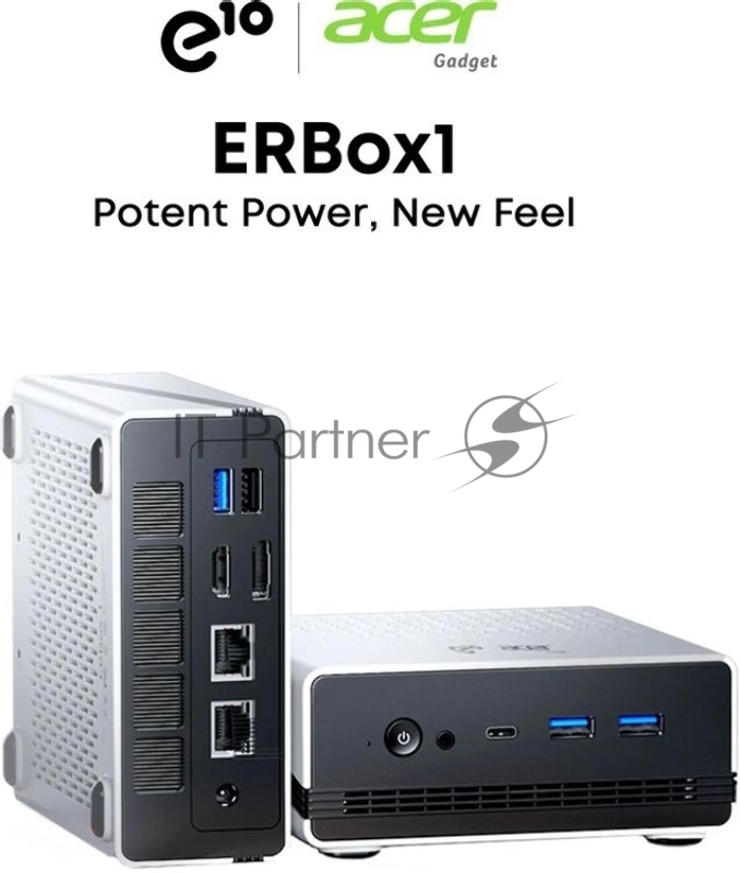 Неттоп Acer Gadget E10 ERBox 1 Ryzen 7 6800H (3.2) 16Gb SSD512Gb 680M Windows 11 Pro 2xGbitEth WiFi BT 120W черный/белый
