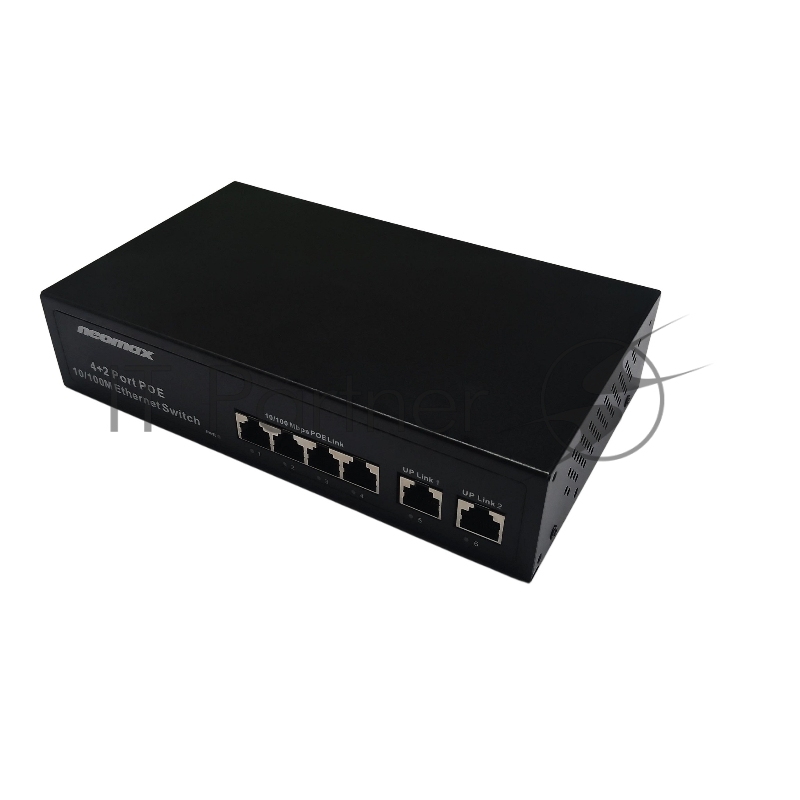 Коммутатор неуправляемый NEOMAX NMS-106PoE-100-S, 6 портов 100 Mbps, 4xPoE, металл