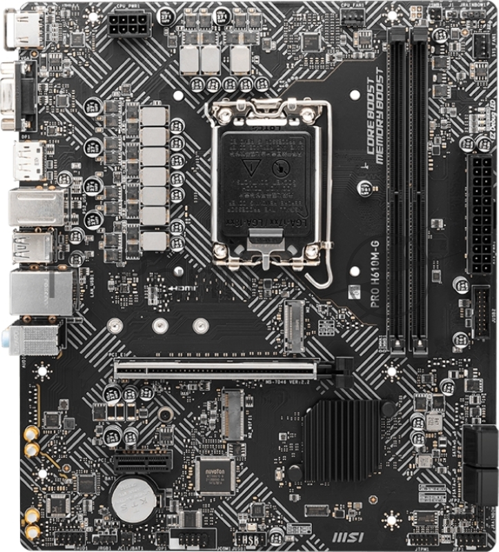 Материнская плата MSI PRO H610M-G H610, LGA1700, 2*DDR5, 1*PCIEx16, 1*PCIEx1, 1*M.2, 4*USB3.2Gen1, 6*USB2.0, 4*SATA3.0, 1G, VGA, DP, HDMI, M-ATX, BULK