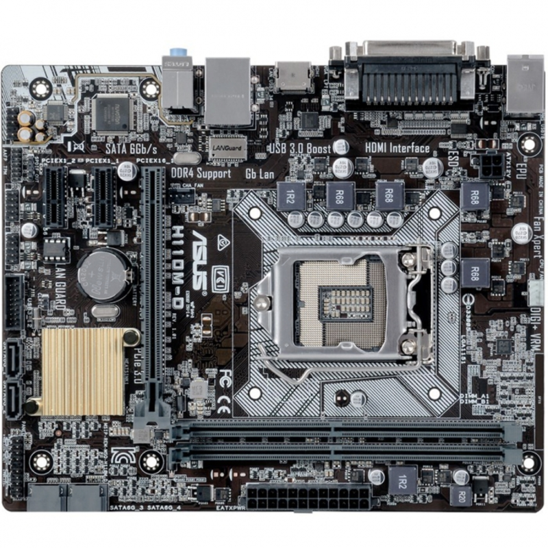 Мат. плата Socket1151 ASUS H110M-D (iH110, 2xDDR4, SATA III, PCI-E, D-Sub, HDMI, 1Гбит LAN, USB3.0, mATX)