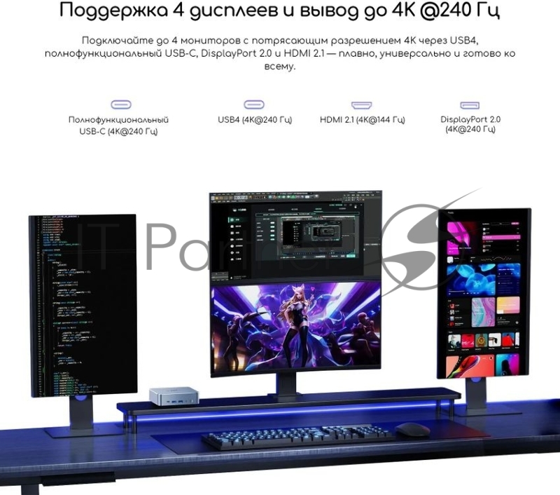 Неттоп Acer Gadget E10 ERBox Ryzen 7 8745HS (3.8) 16Gb SSD512Gb UHDG Windows 11 Pro 2xGbitEth WiFi BT 120W черный (1747236)