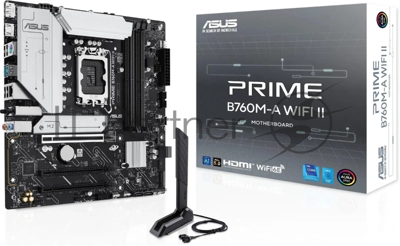 Материнская плата Asus PRIME B760M-A WIFI II Soc-1700 Intel B760 4xDDR5 mATX AC`97 8ch(7.1) 2.5Gg RAID+HDMI+DP