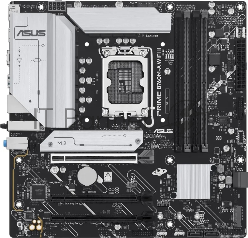 Материнская плата Asus PRIME B760M-A WIFI II Soc-1700 Intel B760 4xDDR5 mATX AC`97 8ch(7.1) 2.5Gg RAID+HDMI+DP