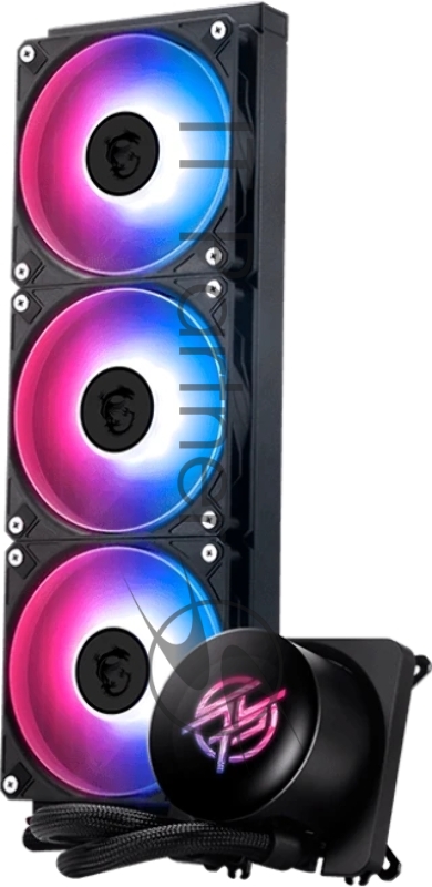 Система жидкостного охлаждения/ Water Cooling System MSI MPG CORELIQUID P13 360 (300W, 360mm, LED, Black, ARGB/ Fans: 3x120mm, 64.89CFM, 2050RPM/ Pump 20dBA, 3400RPM, Rad thickness 27mm/ S: 1851, 1700, AM5, AM4)