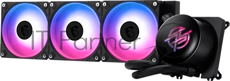 Система жидкостного охлаждения/ Water Cooling System MSI MPG CORELIQUID P13 360 (300W, 360mm, LED, Black, ARGB/ Fans: 3x120mm, 64.89CFM, 2050RPM/ Pump 20dBA, 3400RPM, Rad thickness 27mm/ S: 1851, 1700, AM5, AM4)