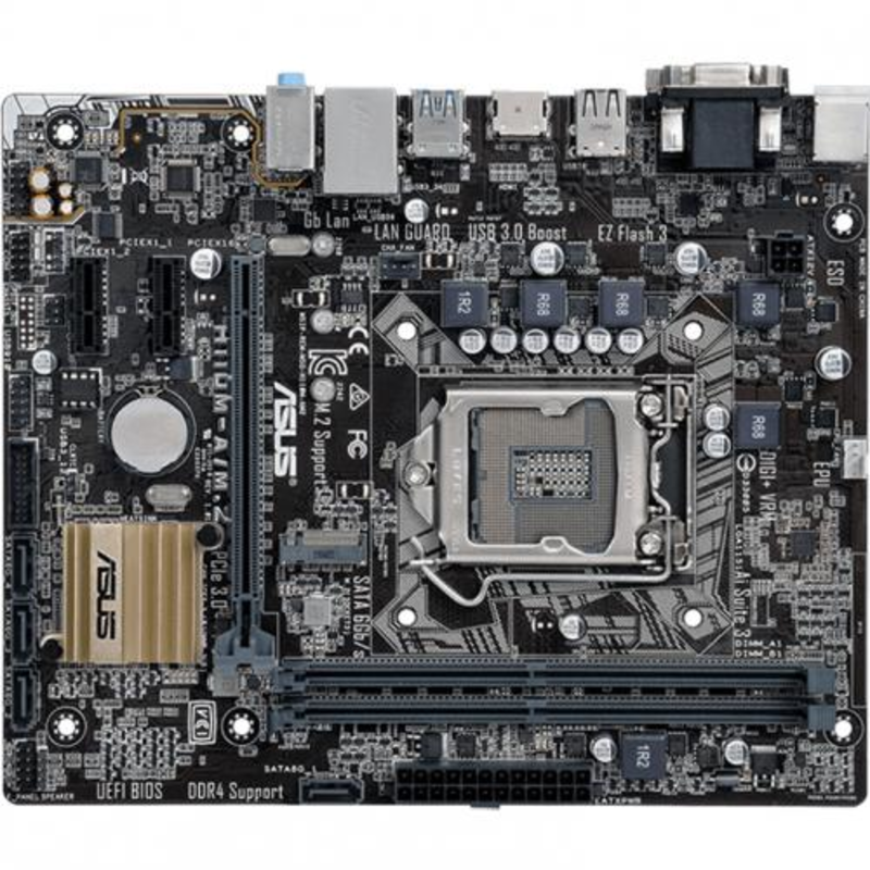 Мат. плата Socket1151 ASUS H110M-A/M.2 (iH110, 2xDDR4, M.2, SATA III, PCI-E, D-Sub, DVI, HDMI, 1Гбит LAN, USB3.0, mATX)