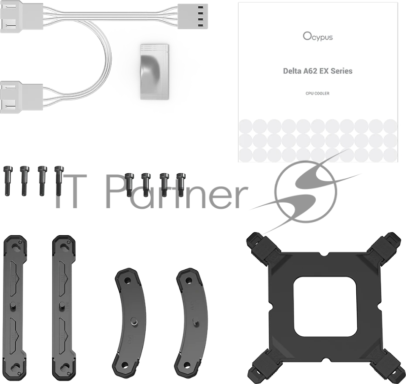 Кулер для процессора Ocypus Delta A62 EX WH Digital, 2x120мм ARGB FAN, Top Display Panel, 6 HEAT PIPES, 4-PIN PWM, 600-1800 RPM, 31DBA, HYDRO BEARING, LGA115X/1200/1700/18XX, AM4/AM5