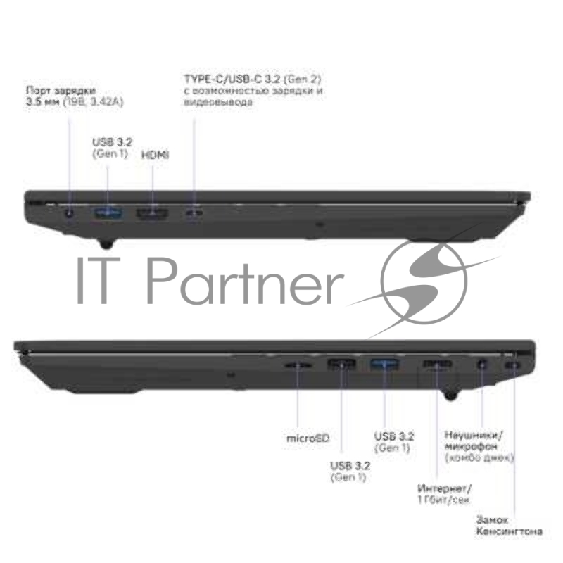 Ноутбук Rikor ARZ 103.2 DE1BB0AA Ryzen 3 5425U/8GB/256GB SSD/Radeon Graphics/15.6/Win11Pro/Черный