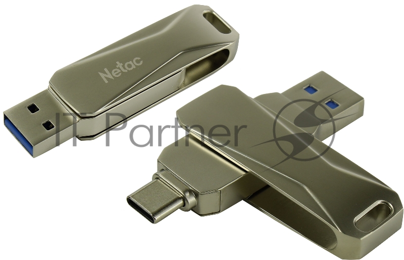Флешка USB Netac U782C, 256Gb, USB 3.0, серебристый