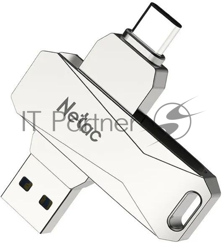 Флешка USB Netac U782C, 256Gb, USB 3.0, серебристый